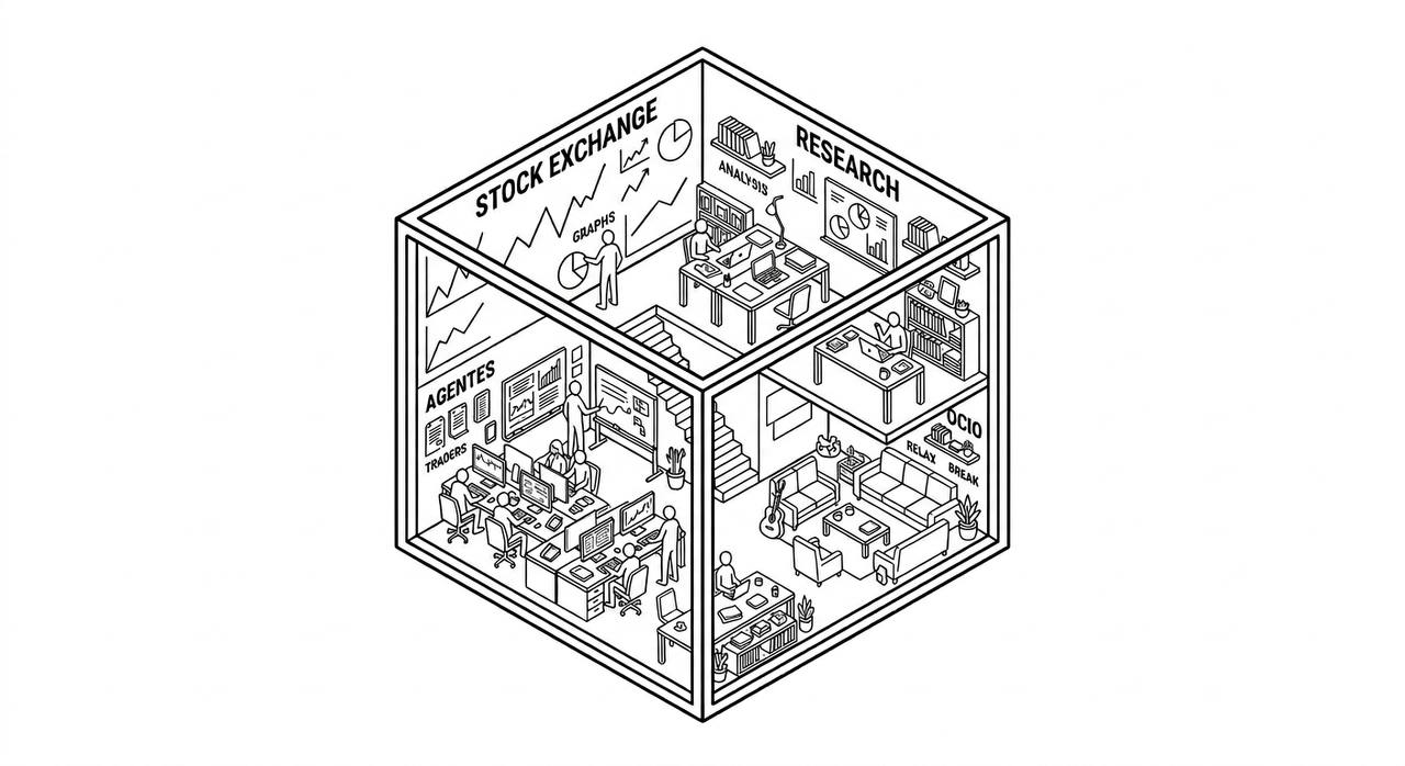 CubeLabs — cubo conceptual con investigación, agentes, mercados y ocio